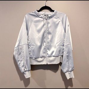 NWOT Adidas glam silver gray bomber jacket xsmall 3 stripes training jacket coat
